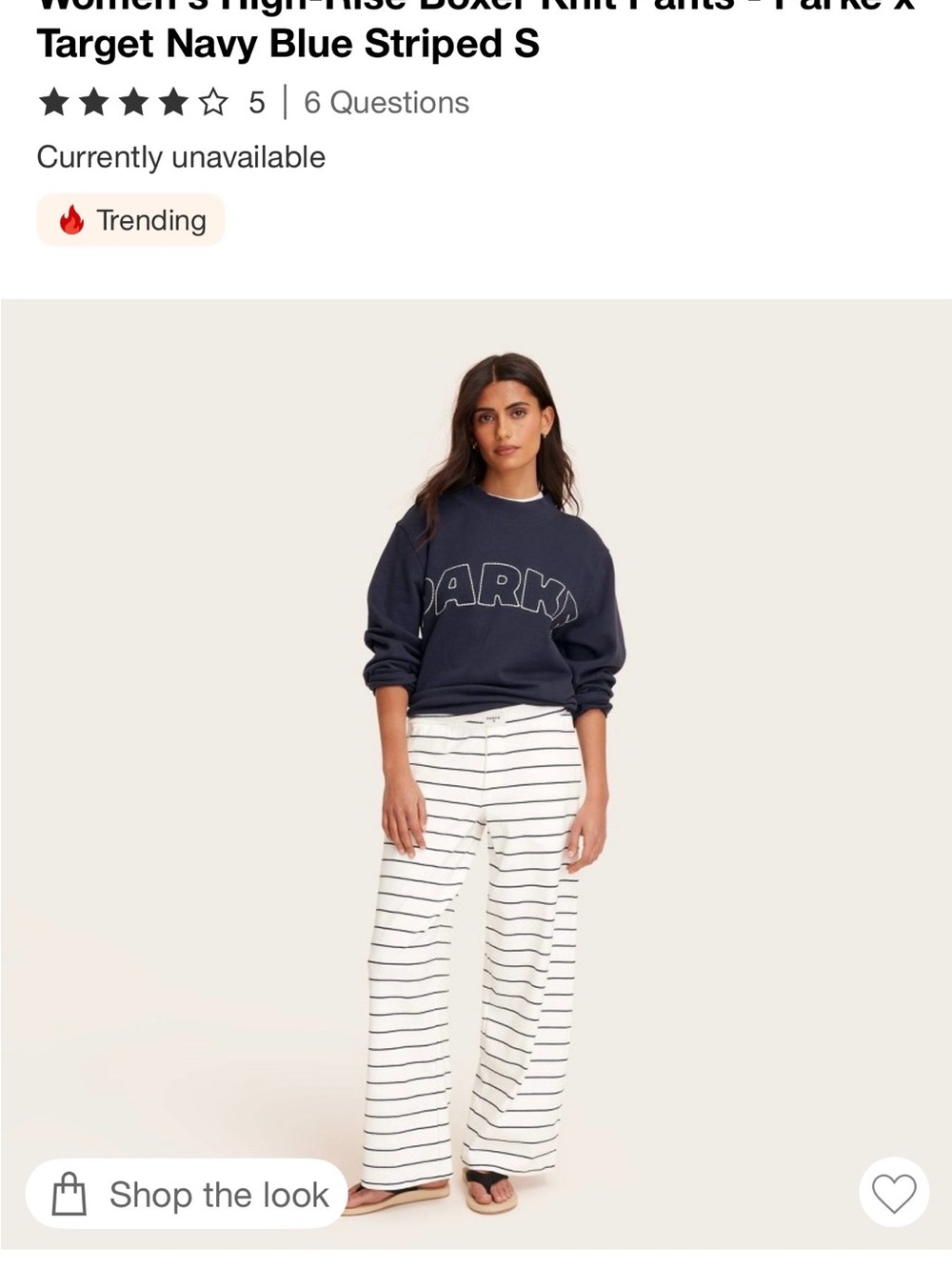 Parke x Target Navy white Striped Wide-Leg Pants